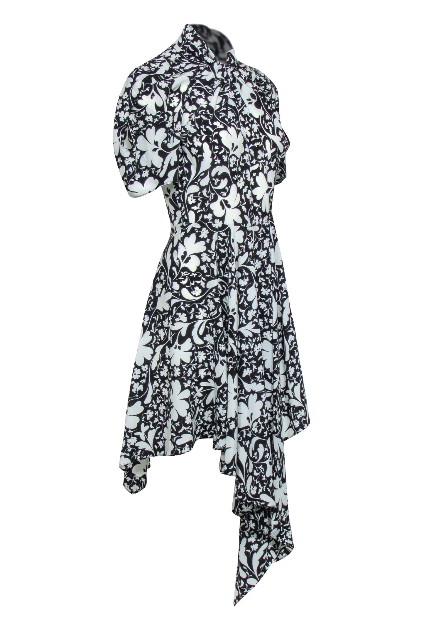 Stella McCartney - Black & Cream Floral Print Silk Dress Sz 2