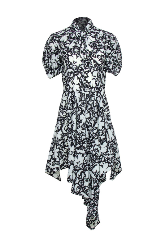 Stella McCartney - Black & Cream Floral Print Silk Dress Sz 2
