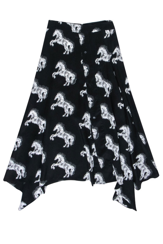 Stella McCartney - Black & White Pixel Horse Print Skirt Sz 2